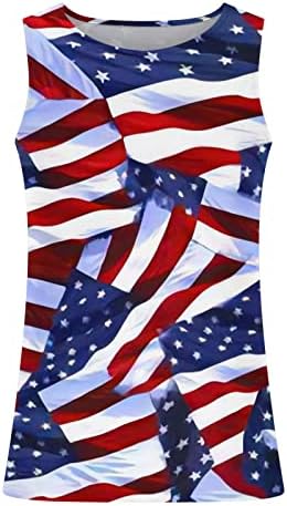 Пимоксв 4-ти јули резервоарот за мажи 2023 година во САД знаме печатени маички без ракави салата фитнес сингл елек елек на врвот на денот на независноста