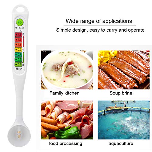 Тестер за соленост за храна, BuyWeek 0-2,0% LED тестер за соленост на храна, лажица од типот на лажица течна салинометарска соленост
