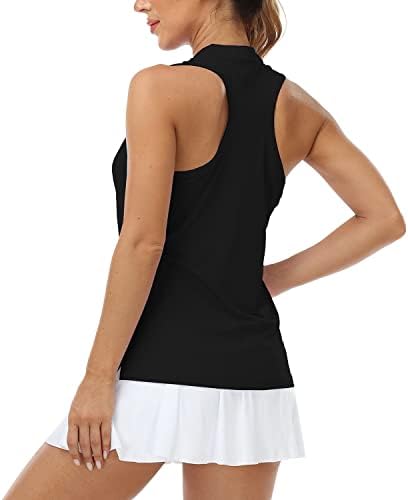 Mofiz Women Racerback без ракави голф Поло кошули V-Neck Cainless Tennis Running Tops Tops Брзо суво атлетско лежење