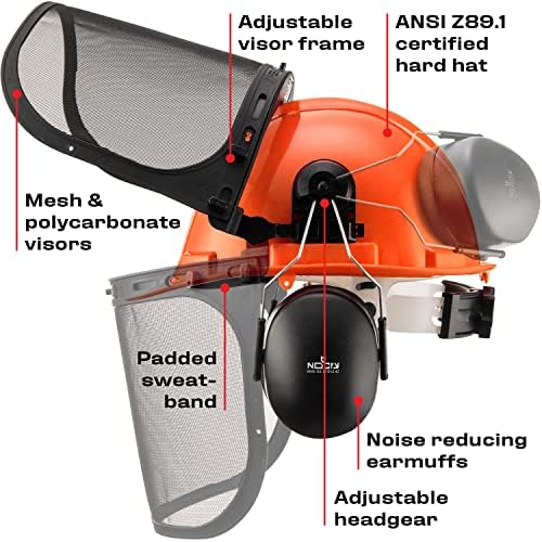 Нокри нокри 6-Во-1 Индустриски Шумарство Безбедносен Шлем И Систем За Заштита На Слухот; Портокал &засилувач; Професионални Влошки