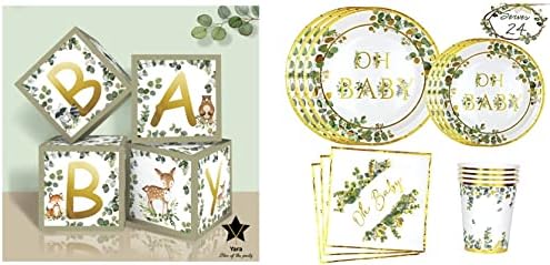 Јара шумски кутии за бебиња и ох бебе мудрец зелени хартиени плочи, чаши и салфетки пакет!