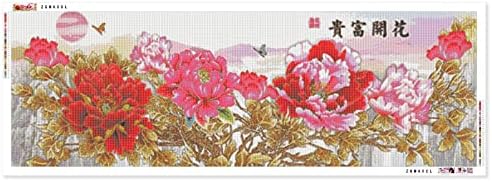 Zgmaxcl Дијамантски комплети за сликање DIY за возрасни целосен вежба цвет пејзаж Rhinestone Голема големина Декора за занаетчиски подарок 47,2