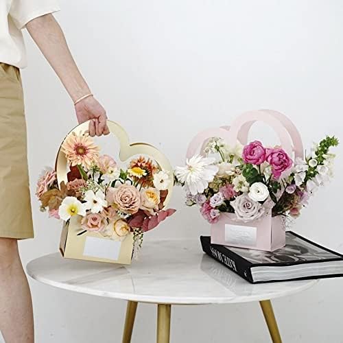 BBJ завиткува водоотпорна креативна кутија за подароци во облик на срце, со рачки, 7 бои за Денот на вineубените и Денот на мајката, 11,6 x 2,9 x 11,8 инчи - 10 парчиња