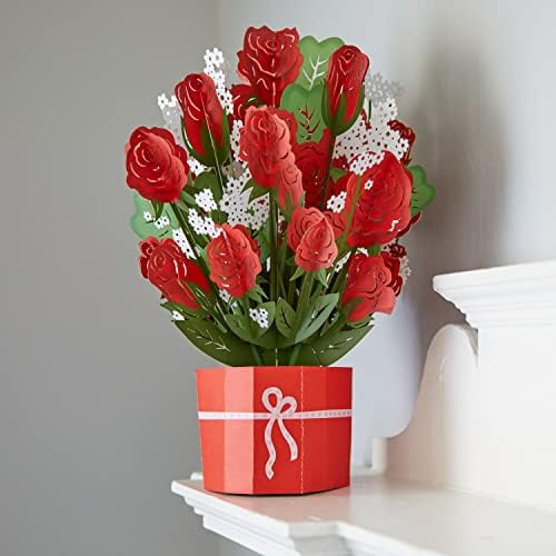 Lovepop Red Rose Grand Bouquet, 14,1 x 10,8 инчи, подарок за 3Д Ден на вineубените, поп -картички, подароци за сопруга, голема годишнина картичка,