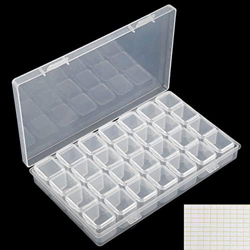 Контејнер за складирање на дијаманти за сликање со 28/56 решетки, транспарентни пластични кутии за складирање на монистра на мониста на ноктите