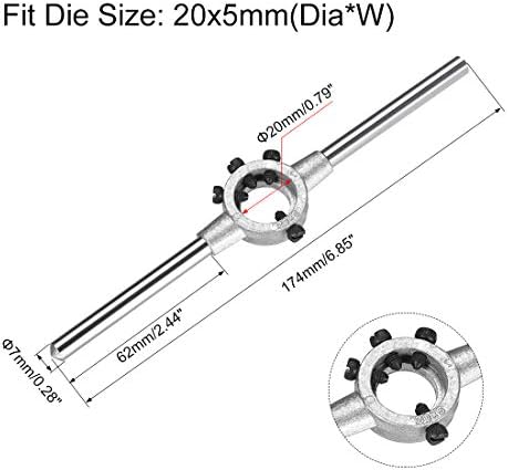 UXCELL 20 mm Round Die Stark Harder Screend Crander за метрички M4-M6 / 6mm-20mm Round Die, цинк легура јаглероден челик