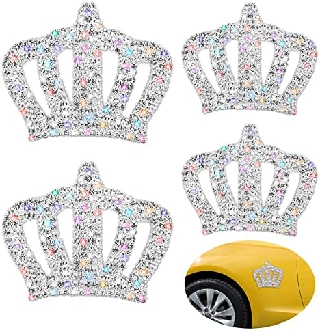 4 Парчиња Кристална Круна Налепници За Автомобили Блинг Налепници Од Кристал Принцеза Круна Самолепливи Налепници За Прозорци За Автомобилски