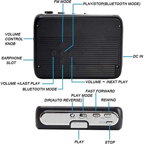 TREMA Bluetooth Касетофон, Магнетофон Walkman, Пренослив Касетофон Со Приклучок За Слушалки, 2aa Батерија или USB Напојување &засилувач; Автоматско Пребарување Fm Канал Функција,