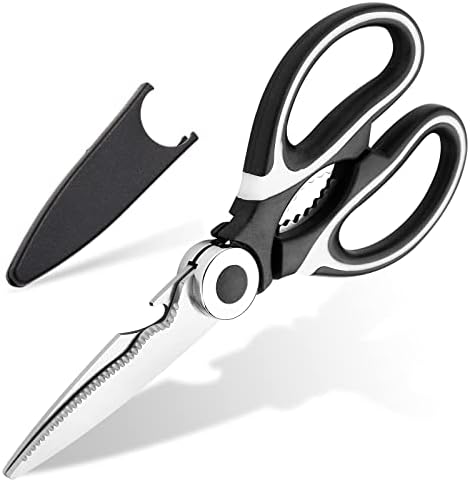Кујнски ножици со покривка, остри не'рѓосувачки челик повеќе-функционални кујнски ножици кујнски гаџети за комунални услуги