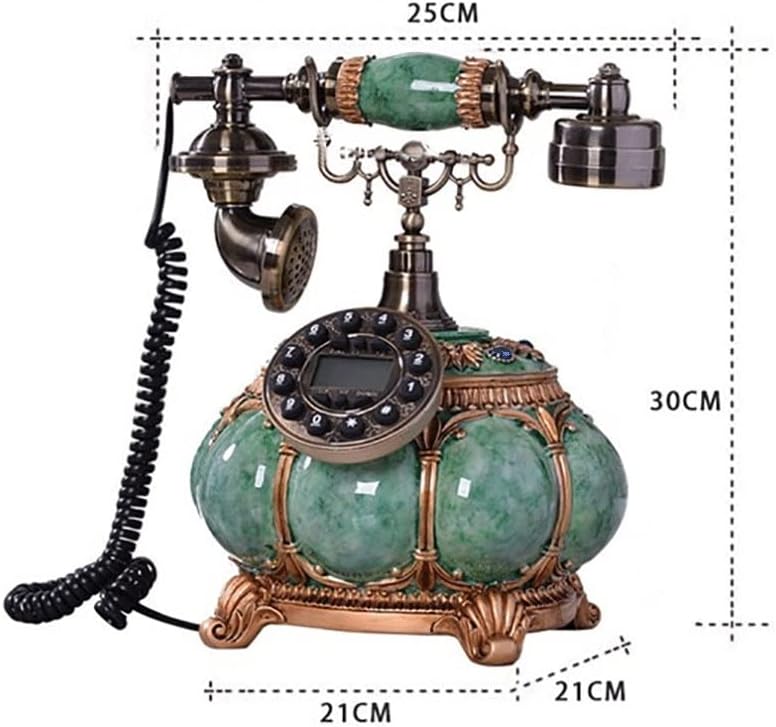 Lhllhl смола кабел ретро телефон фиксна гроздобер декоративен телефон со лична карта за повик, пренасочување, проверка на повик, бесплатни раце за домашна канцелариј?