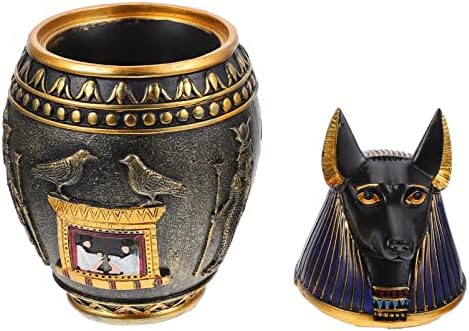 Besportble Home Decor Egyptian Anubis Dog Figurine Cantear Contain Cander Кујни канистри египетска божица статуа накит за накит за кутии за кутии за кутии за кутии подароци гроздобер декор