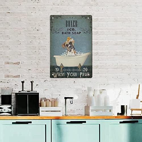 Кучиња метални калај знак боксер сапун измијте ги шепите смешни ретро постер ретро метал лого постер дома кујна бар кафе -кафе