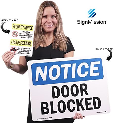 Знак за известување ОСХА - Не е блокирана влезна врата | Винил етикета Деклас | Заштитете го вашиот бизнис, градилиште, магацин | Направено во