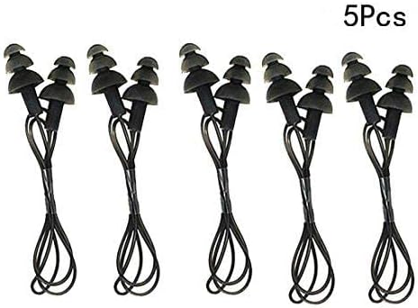 CTKCOM 5 компјутери силиконски гел мека уво приклучоци со жица за уво за пливање, пакет од 5, црно