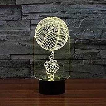 3Д Апстрактна кошаркарска прсти ноќ светло USB Touch Switch Decor Decor Decor Table Table Decer Optical Illuvision Lamps 7 светла
