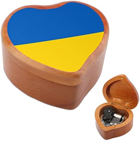 Украински знаме пошумено музички кутии гроздобер врежана срцева музичка кутија подарок за Божиќ роденден на годишнината од в Valentубените