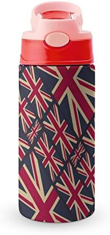 Знаме во Велика Британија, Велика Британија, Шарено шише со вода од не'рѓосувачки челик, изолирани чаши за патувања со чаши за заклучување