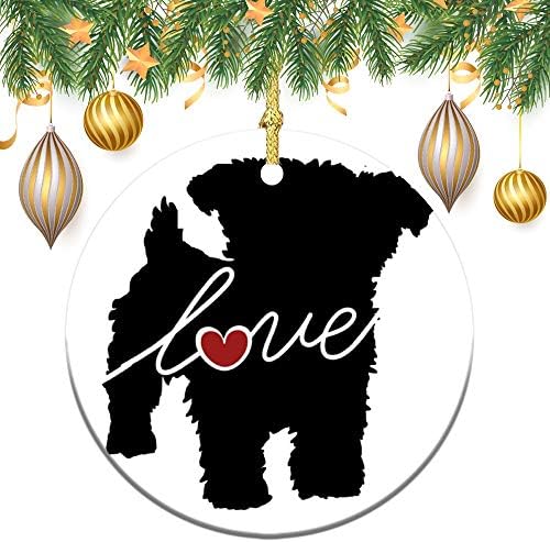 Божиќни украси, Yorkiepoo Yorkie Poodle Lover Loverment Tree Wank Decor Decor Decor за семејства пријатели, 3 инчи