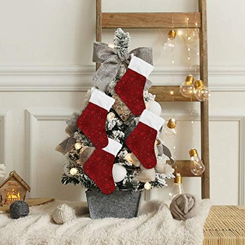 Алаза Божиќни чорапи Црвени снегулки Класични персонализирани мали декорации за порибување за семејни сезонски празници за забави Декор од