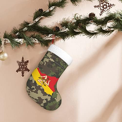QG ZZX Сицилијанско знаме Божиќно порибување Божиќни чорапи камин виси чорап 18 инчи за одмор