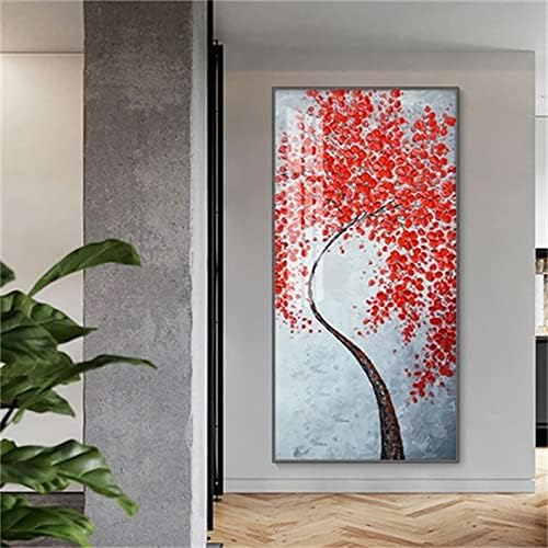 Instarry 5d Diamond сликарство со голема големина целосна вежба црвено дрво мозаик кристал вез за дневна соба декор 53.1x23.6 инчи