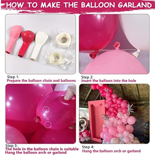 Пинк балон Гарланд лак комплет жешко розова светлина розова бела балони со огромни балони за усни за усни за девојчиња роденден принцеза тема забава