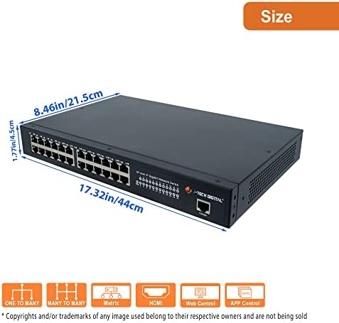 J-Tech Digital ProAV Прилагодено 24 порти Видео/Аудио Етернет прекинувач за J-Tech Digital Unlimited N x N HDMI Extender Matrix Switch