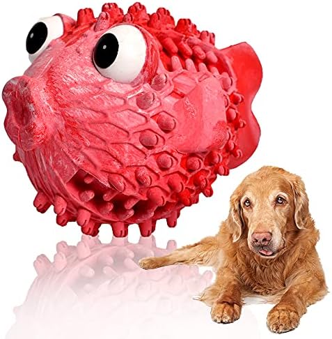Пискливи Играчки За Кучиња за Агресивни Џвакачи, Неуништливи Пуфер Риби Интерактивни Играчки За Џвакање Загатки За Заби За