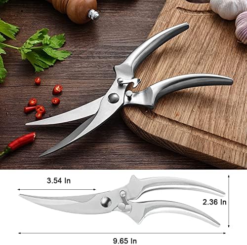Lamchyar кујнски ножици, кујнски ножици со тешка должност со безбедносно заклучување и изградено во пролет, интегрирано обликување од не'рѓосувачки