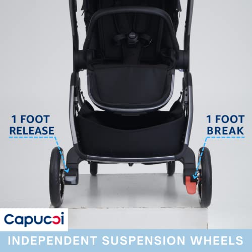 Capucci Velos Premium шетач патентиран инстант еднократно еднократно, самостојно преклопување | Модуларен модуларен шетач за бебиња