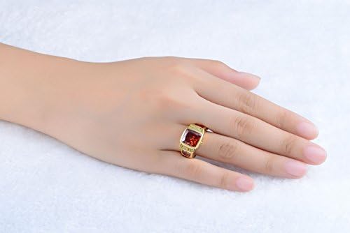 Моден машка накит со големина 8-11 црвен гарнет 18K злато исполнет со забавен венчален прстен GIF