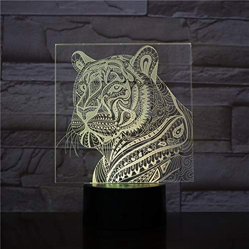 Jinnwell 3D Tiger Night Light LAMP илузија ноќна светлина 7 бојата Промена на допир прекинувач Табела за декорација на декорација на декорација
