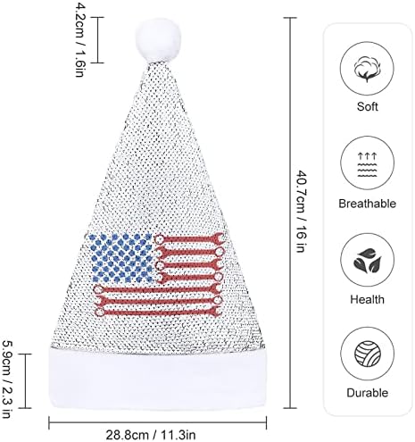 Клуч Американски Знаме Светки Божиќни Капи Дедо Мраз Шапка За Возрасни Среќен Божиќ Партија Костим Бени Капа
