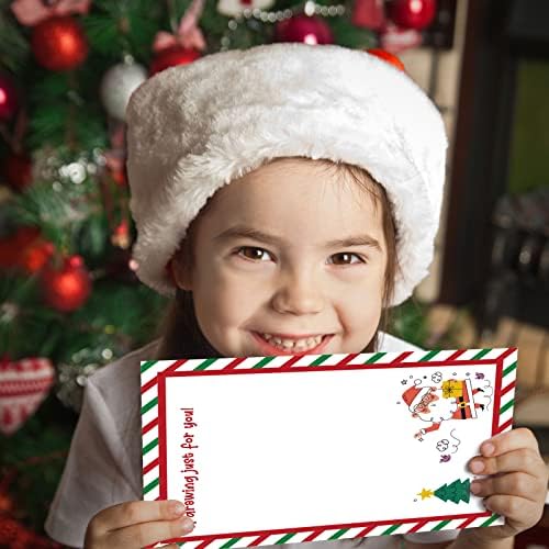 Писмо до Дедо Мраз 8 комплети - 5x 7 ”Пополнете ги празни картички со црвени коверти/налепници/заптивки/етикети за адреса - Официјални