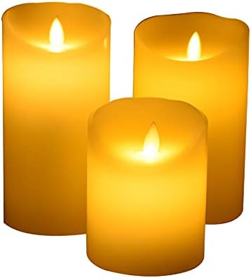 Wenhai Flamless Candles Electric со подвижен пламен екстра светла слонова коска со вистински восочни столбови батерии LED паметни