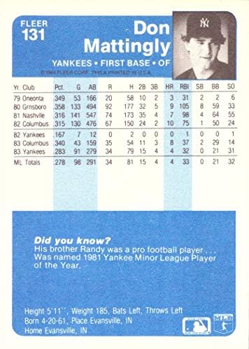 1984 Флеер Бејзбол 131 Дон Метили дебитант картичка