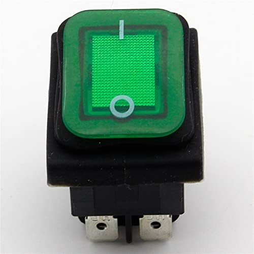 NHOSS 1PCS Зелен водоотпорен водоотпорен рокер прекинувач за вклучување IP55 4PIN 2POSION AC250V/16A LED осветлен