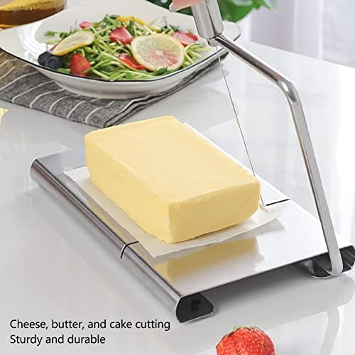 Слицер на сирење Chiciris со жица, секач за сирење од не'рѓосувачки челик со табла за сечење на сирење од жица, 8,3 x 5,1