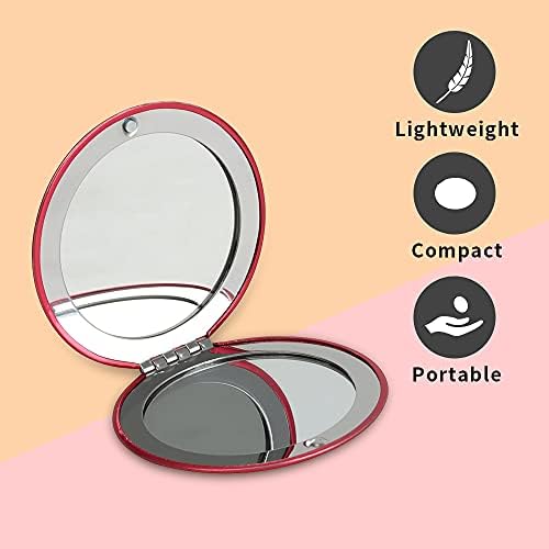 Muka Custom Laser Graved Round Compact Smapup Mirror, персонализирано лупа од џебно огледало за чанта-црвена