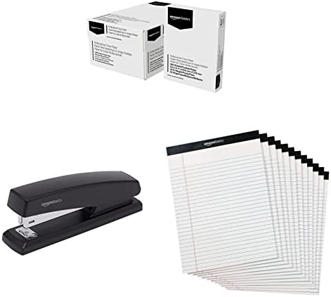 Основи на Амазон, повеќенаменска хартија за печатачи за копирање, 8 REAM Case & Stapler со 1250 степени, црно и широко владеено 8,5 x 11,75-инчен