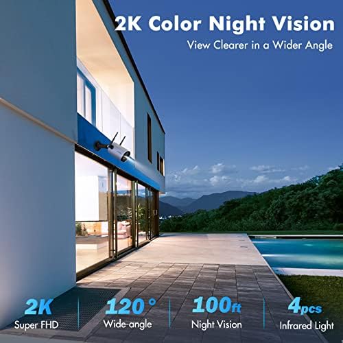 Безжична камера Зумимал на надворешна камера - 2K батерии WiFi Камери за надзор за безбедност во домот, ноќно гледање во боја од 3MP/2 WAY