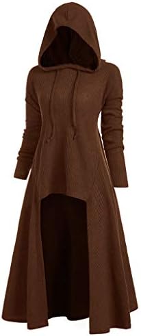 Женски качулка плус големина гроздобер наметка со високи врвови на блуза со низок фустан