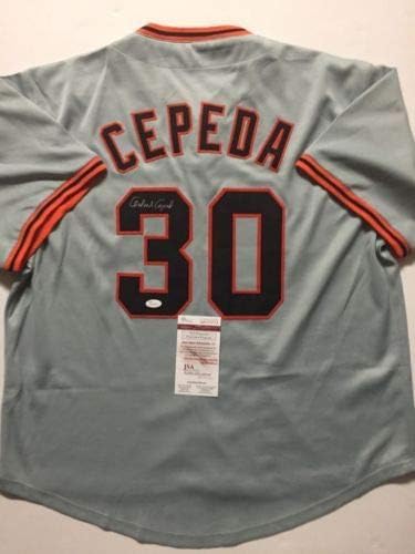 Автограмиран/потпишан Орландо Цепеда Сан Франциско Греј Бејзбол Jerseyерси JSA COA