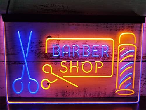 Maxsmlzt Barber Shop Hair Salon Neon Sign Barber Shop Advertising Sign, Neon Light Club Shop Hair Salon LED светло -знаци wallиден декор за коса салон неонски знак ноќ, в, c, 40x30cm