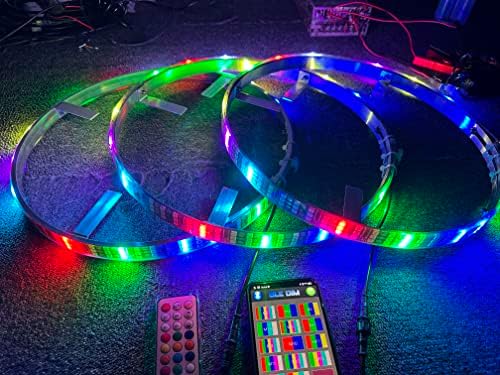 Sando Tech 15,5 ‘Triple Row Dream Chasing LED LED тркало во боја, светло за танцување Строб, светлина Bluetooth & Remote Ctrl - Компатибилен