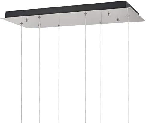 Aspen Creative 61069-1 Прилагодлив LED 6 светло висино приврзок светло на таванот, современ дизајн во четкан никел финиш, метална сенка, 24