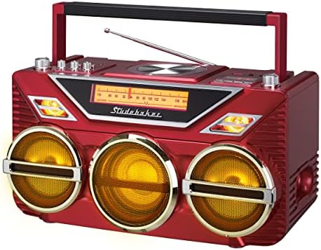 Retro Studebaker Avanti Stereo Boombox со CD, FM стерео радио, Bluetooth прима и пренесува, LED светлосен шоу и 15W субвуфер за