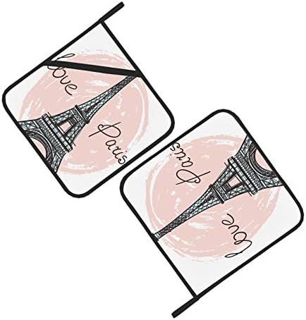 Франција нацртана романтична ајфелова кула кујнски пешкир сетови со држачи за тенџере, отпорни на топлина, држачи за тенџере, држачи