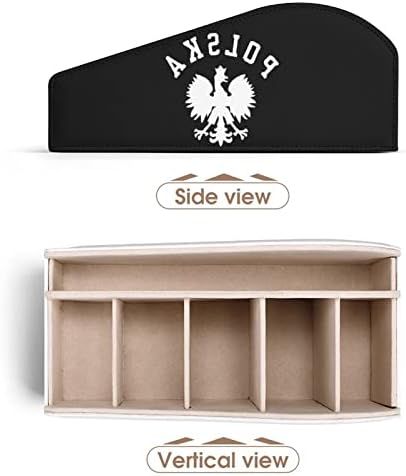 Полска Полска земја на далечински управувач на гордоста на гордоста со 6 оддели PU кожени табели за складирање кутија за складирање за домашна канцеларија за домашн
