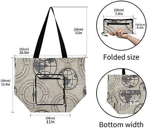 Глобус компас, преклопена торба за рамо, торба за повторно употреба